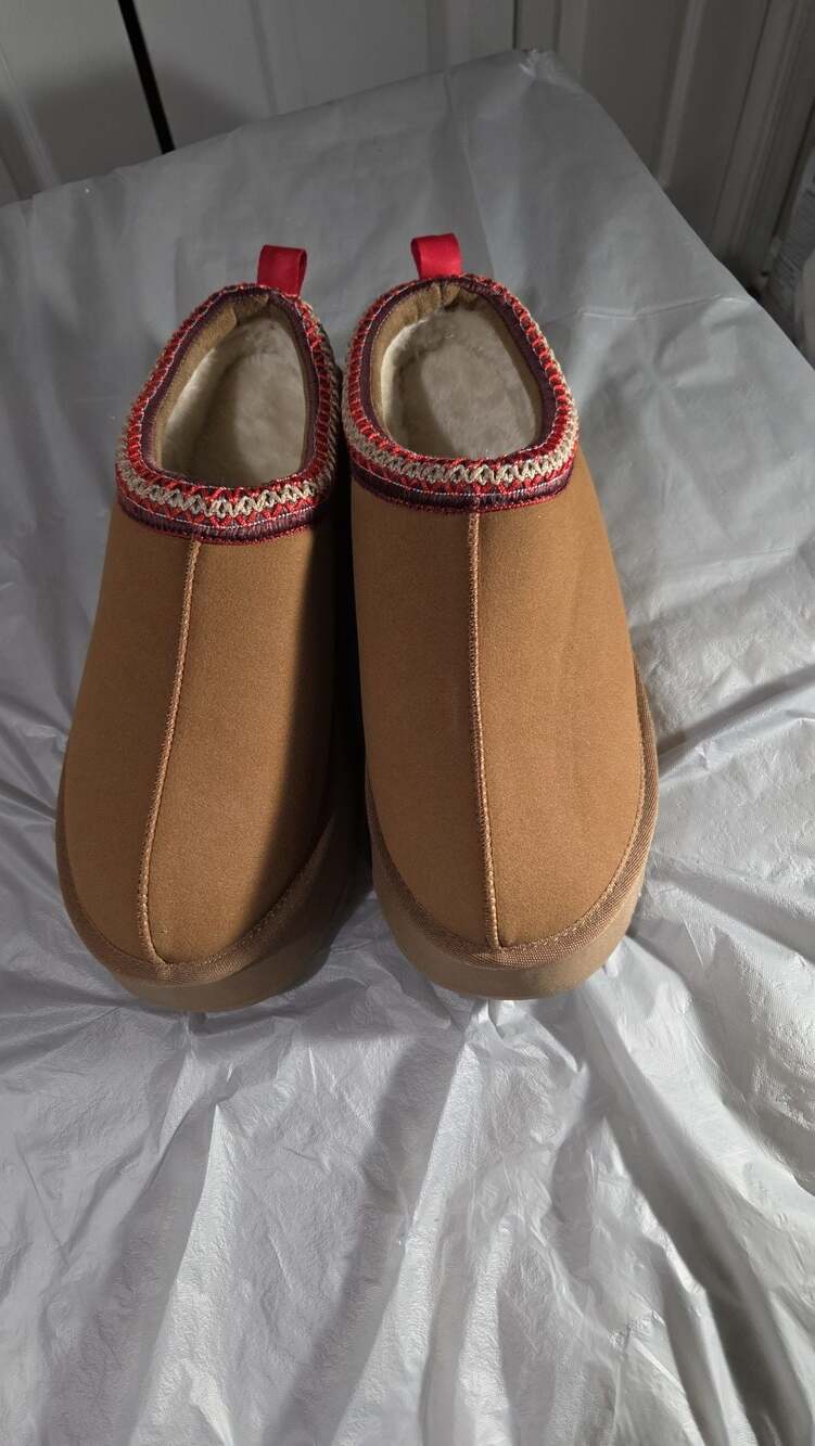 Inpaksa Women's Platform Slipper Mini Boots with Aztec Braid Trim and Fur Lining